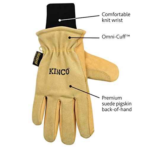 Kinco Lined Heavy Duty Premium Grain & Suede Pigskin Driver with Knit Wrist