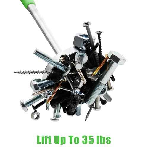 Grip Telescopic Magnetic Floor Sweeper Pickup Tool - 35 lb Capacity - Screws, Nails, Metal Shavings - Extends from 8" to 34" L