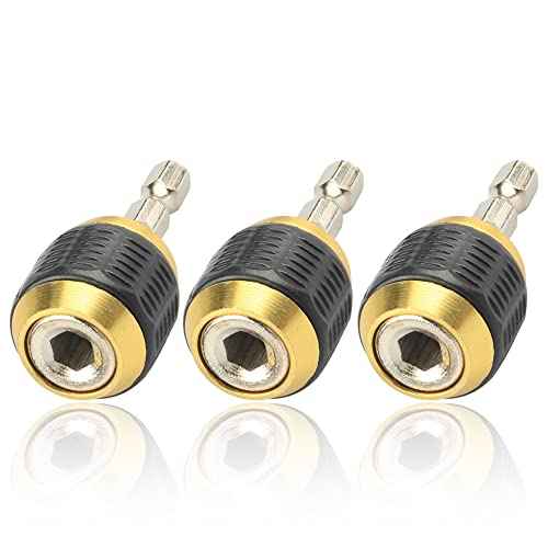 Mesee 3 Pcs Self-locking Drill Bit Holder 50mm, 1/4 Inch Hex Shank Extension Rod Screwdriver Bit Holder Set Quick Release Chuck Adapter Connector for Power Drill Tool