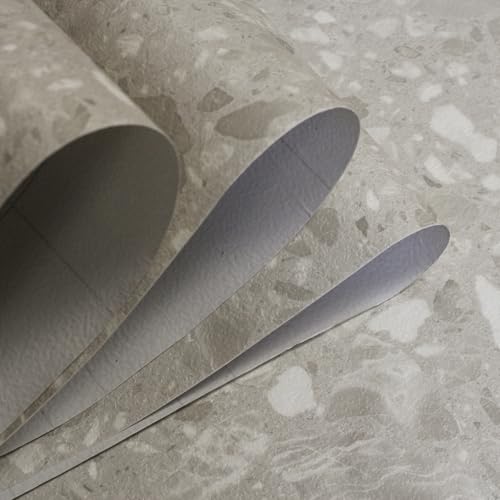 Marble Contact Paper for Countertops Cover - 12"x197" Matte Beige Peel and Stick Terrazzo Wallpaper - Removable Self Adhesive Thick Granite Vinyl Film Roll