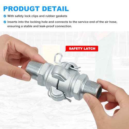 3/4 Chicago Fitting for Air Hose Fitting, NPT Male End Chicago Fitting,Universal Air Hose Fitting, Iron 2 Lug Universal Coupling