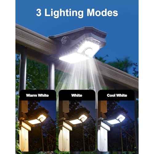 118Leds Solar Motion Sensor Lights Outdoor, Clip on Solar Lights Outdoor Waterproof, High Bright Solar Powered Security Lights for Outside Fence Chain Link Camping (4, 118 LED)