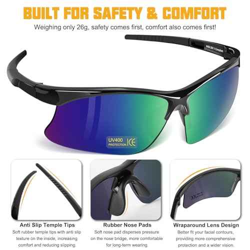 OXG Safety Glasses for Men Women, ANSI Z87.1 Unisex Protective Eyewear Impact Resistant UV Protection