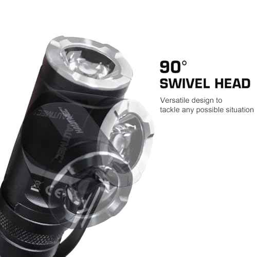 HAUTMEC 1400 Lumen Rechargeable Flashlights LED EDC Flashlight with 90 Degree Flashlight Swivel Head 5 Modes Pocket Flashlights Magnetic Base for Camping, Working, Outdoor, Hiking, Emergency