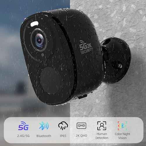 Rraycom 2Pack 5G/2.4G WiFi Security Cameras Wireless Outdoor, 2K Battery Powered Cameras for Home Security with AI Motion Detection, Color Night Vision, Siren, 2-Way-Audio, Works/Alexa,Waterproof