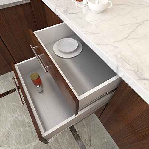 CRE8TIVE Brushed Stainless Steel Contact Paper 12"x80" Self Adhesive Metallic Silver Wallpaper Peel and Stick Waterproof Oil Proof Heat Resistant Aluminum Foil Vinyl Roll for Kitchen Fridge Dishwasher
