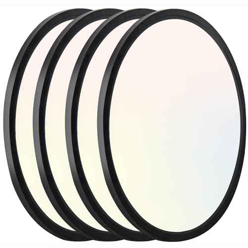 Hlite 4pack 12 inch Flush Mount LED Ceiling Light Fixture,24W 2400LM Super Slim Light Fixtures Ceiling Mount 3000K/4000K/5000K 3CCT Selectable,Ceiling Light Fixtures for Kitchen,Bedroom (Black)