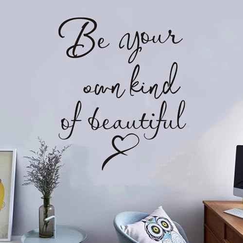 Inspirational Quotes Bedroom Wall Stickers: Women Beautiful Home Positive Vinyl Art Wall Decals - Living Room Bathroom Kitchen Family Wall Decor - Be Your Own Kind of Beatiful 15" X 18"