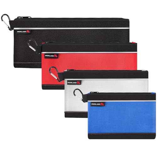 IRONLAND Small Tool Pouches with Zipper Premium Small Tool Bags Waterproof 1680D Pouch Bags for Men Multipurpose Storage Organizer Premium Heavy duty 4 Pack pencil bag