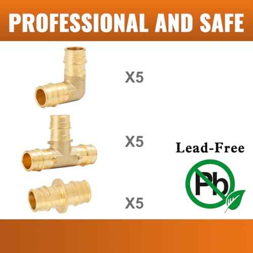 SUNGATOR 15 Pack Pex A Expansion Fittings 3/4", 5 Each Elbow Tee Coupling, ASTM F1960 ONLY For Pex-A Tubing