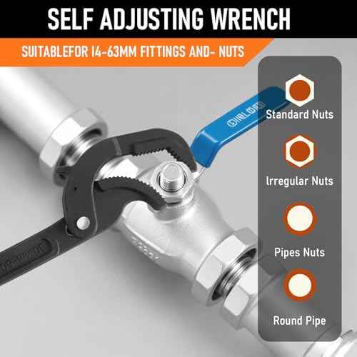 Pipe Wrench Set, 10¡± and 15¡± Self Adjusting Wrench 2-Piece Plumbing Tools for 0.55¡°-2.36¡±/14-60mm Standard Nuts, Irregular Nuts,Pipes Use