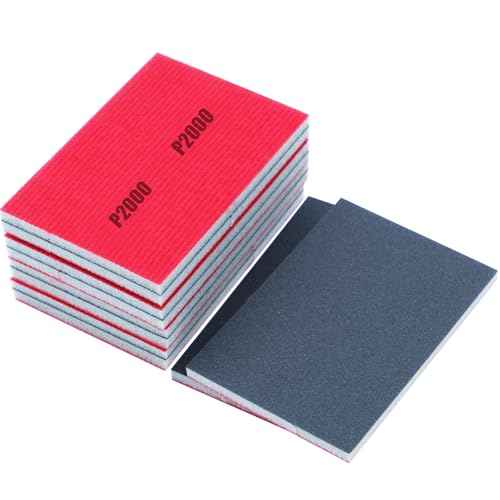 10PCS 320Grit/#2000 Sanding Sponge Assortment Pack, 4x3 Inch Superfine Grit Hand Sanding Block Variety Pack, Wet Dry Flexible Sandpaper Sponge for Drywall, Model, Wood, Furniture