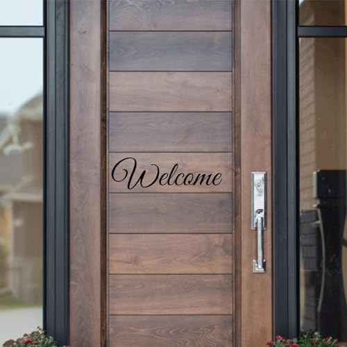 Welcome Door Decal Front Door Decal Welcome Door Sign Decal Front Door Sign Farmhouse Welcome Sticker Greeting for Home15.7" x 5.1" Black