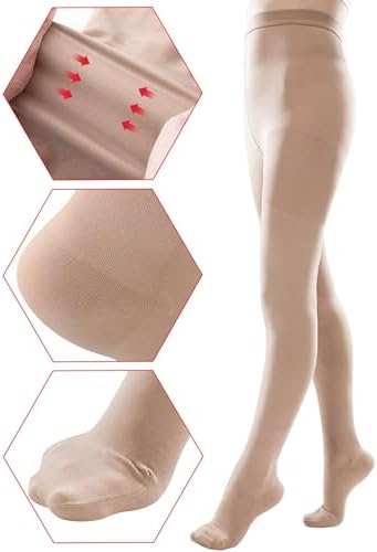 ZCLIKE® Medical Compression Pantyhose Closed Toe Stockings for Women&Men 20-30mmHg All-Season Comfort Advanced Support for Varicose Veins Edema DVT Plus Size