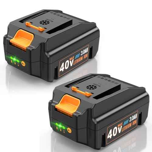 2 Packs 40V 3Ah Replacement Battery for Worx 40V Battery WA3580 - Compatible with Worx 40 Volt Cordless Tools WG180 WG280 WG380 WG580 & Charger WA3747 WA3877 (Not Fit 2x20V Tools & Nitro Series WG185)