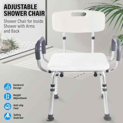 Swivel Shower Chair for Seniors, 400 lbs Heavy Duty, Blue, Aluminum, Bath & Shower Safety Seating