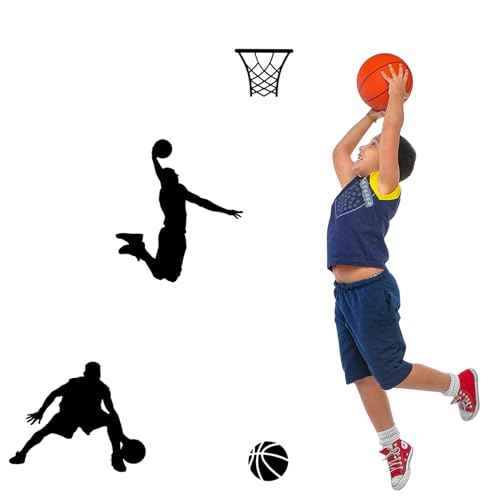 Basketball Wall Decal Large, 3D Basketball Wall Stickers, Self-Adhesive Fathead Window Decor for Teen Boys Bedroom, Living Room, Home, 34x35 Inch