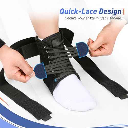 Quick Lace Up Ankle Brace for Women Men with Removable Side Splints, Ankle Braces for Sprained Ankle, Achilles Tendonitis, Injury Recovery, Ankle Support for Basketball,Volleyball,Soccer,Tennis,S