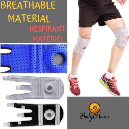 BodyMoves Kid's Knee Brace Support Plus Hot and Cold Ice gel Pack for stabilizing patella meniscus tear ligament injury prevention (COOL GRAY)