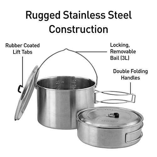 Solo Stove 2 Pot Set: Stainless Steel Companion Pot Set for Solo Stove Campfire. Great for Backpacking, Camping, Survival