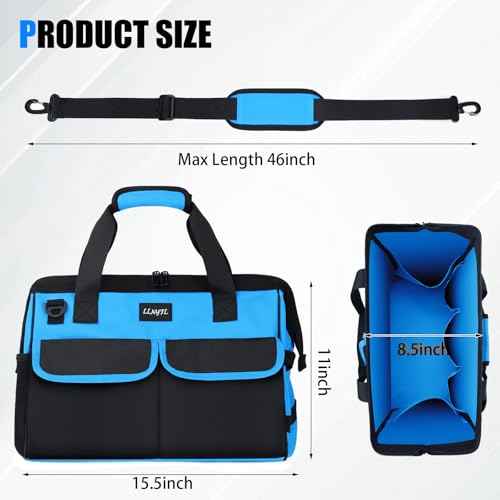 Tool Bag -15 inch Wide Mouth Men's Tool Bag - Used for tool storage, handling, and organization, for home DIY and equipment storage