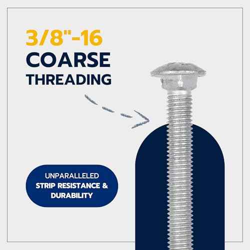 3/8" x 6" (50 Pack) Galvanized Carriage Bolt Kit, Grade 307A, Hot Dip Galvanized for Exterior Use by Makers Bolt