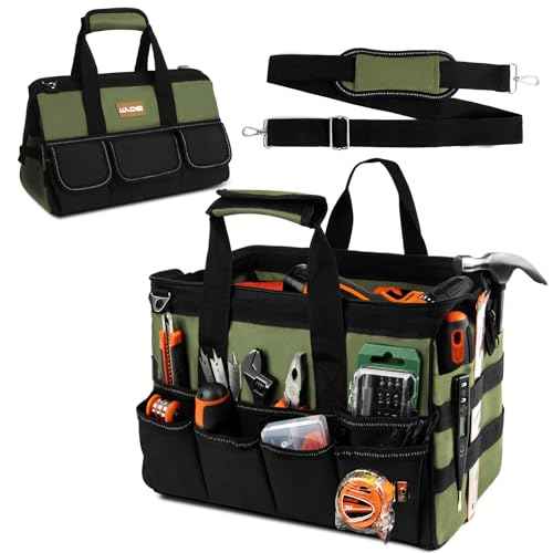LLNDEI Heavy Duty Tool Bag, 15 Inch Portable Tool Organizer With 16-Pocket, Adjustable Strap & MOLLE System,Ideal Gift For Men & Fathers