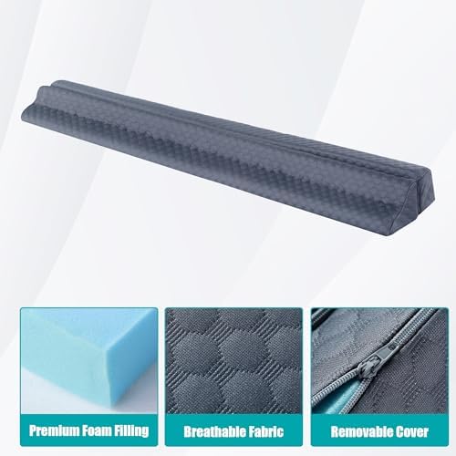 HOMBYS Bed Wedge Pillow for Headboard,Foldable Bed Mattress Gap Filler King Size,Pillow Wedge for Headboard Gap, High Density Foam Bed Crack Pillow,Multifunctional Bed Spacer Filler from Wall,Grey
