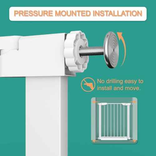 Fairy Baby 25.6-28.3 Inch Narrow Easy Install Baby Gate, Metal Safety Child Gate for Doorways, No Drilling Pressure Mounted Pet Gate for Small Stairs, No Extensions, White