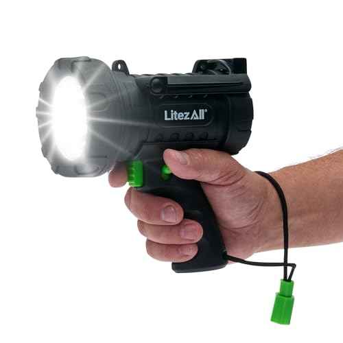 LitezAll ULTAC3 Rechargeable Spotlight ? 1000 Lumen Hand Held Spot Light with Adjustable Stand, USB-C Charging, IPX7 Weather Resistant, 3 Modes ? Spot Light Handheld