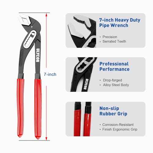 7 inch Channel Locks Plier, 6 Positions Adjustable Water Pump Pliers Smooth V-Jaw Groove Joint Pliers, TPR Comfort Grip Handle, Perfect for Plumbing, Automotive & Home Repair/Maintenance