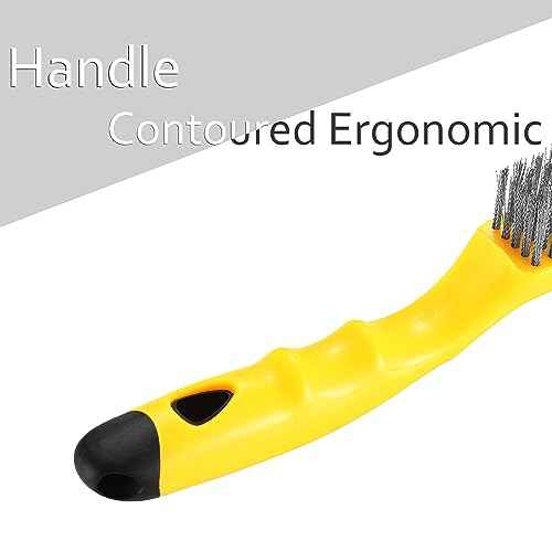 Stainless Steel Wire Brush 2 Pcs, 79 Bundles of bristles, 10.5" Plastic Contoured Handle, Heavy Duty Scratch for Cleaning Rust Dirt Before Welding, Dust and Paint Scrubbing (LWH-2SP)