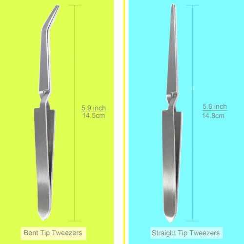 Cross Lock Tweezers 4PCS, SKZIRI 4 Pieces Reverse Tweezers Locking Tweezers Set Stainless Steel Bent and Straight Tip Cross-Locking Tweezers forJewelry DIY Craft Electronics (4)