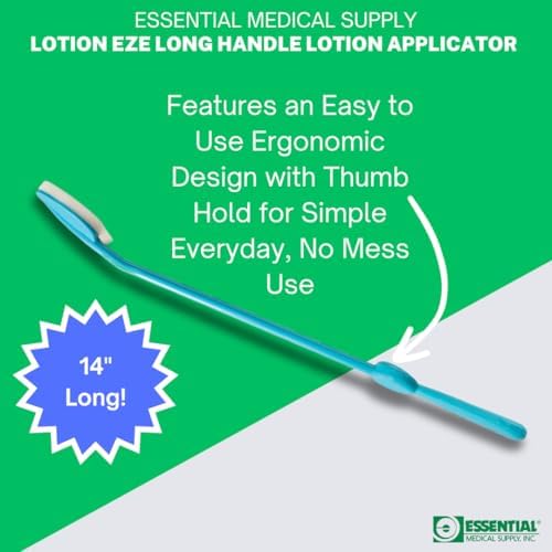 Essential Medical Supply Lotion EZE Long Handle Lotion Applicator with 2 Sponges - Perfect for Applying Sunscreen and Lotion to Hard-to-Reach Areas, Easy to Use and Durable for Long-Term Use