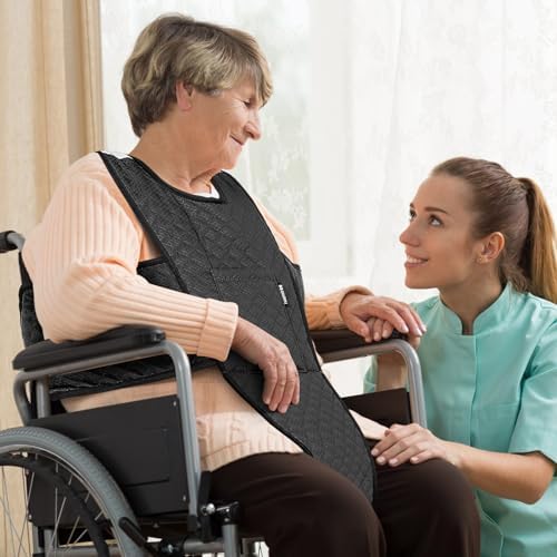 Wheelchair Seatbelt with Pocket Wheelchair Seat Belts for Adults Anti-Slip & Adjustable Wheelchair Accessories Safety Belt for Seniors Elderly, Patients, Anti-Fall Wheelchair Harness Vest