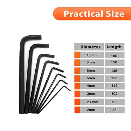 Allen Wrenches Sets, 8-piece Hex Key Set, Metric Sizes 2mm, 2.5mm, 3mm, 4mm, 5mm, 6mm, 8mm, and 10mm