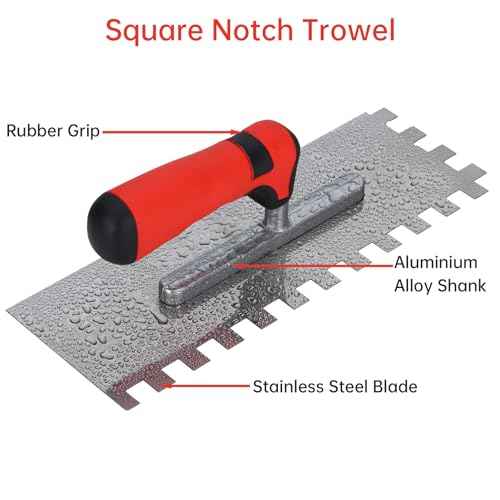 Square Notched Tile Trowel Set, with Rubber Grout Float,Grout Sponge and Work Gloves,Ideal for Masonry Tiling Tools and Flooring Installation