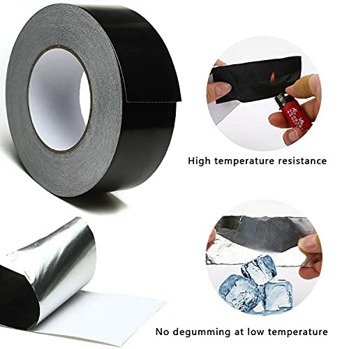 2 Inch 20M Black Aluminum foil Tape, Professional Grade Roll Adhesive Sealing Duct Tape for HVAC, Refrigerator, Freezer, Insulation, Patching Hot & Cold Air Ducts, Sealing, etc. (20M)