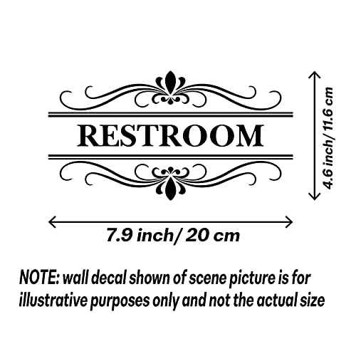 Restroom Sign Wall Decal Vinyl Stickers, Removable Cute Art Design DIY Sticker Mural for Restroom Bathroom Washroom WC Toilet Door Decoration