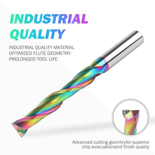 Extra Long 5 Inch Upcut Spiral Router Bit 1/2 Inch Shank, Solid Carbide Up Cut Spiral CNC Router Bits Wood End Mill Bits with TAC Coating for Woodworking Mortise Slot Cutting