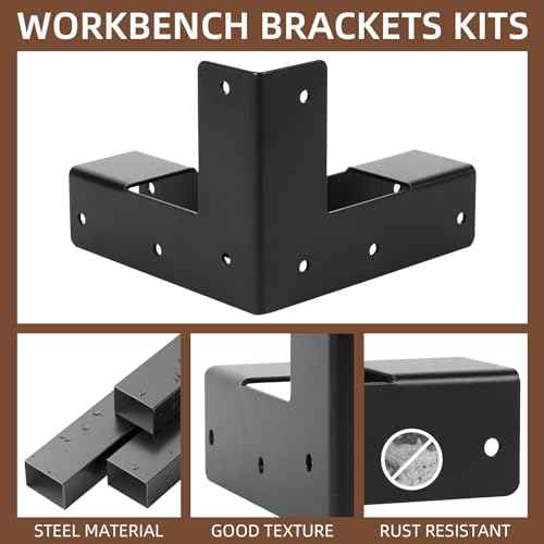 Work Bench Brackets, 8 Pieces 2 x 4" Steel Corner Brackets Right Angle Corner Support Bracket for DIY Shelving Work Table Furniture Repairs (Actual 1.5"x3.5")