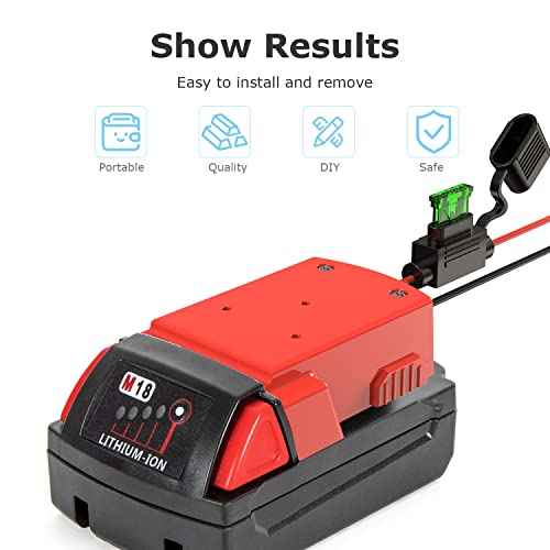 Power Wheels Adapter for Milwaukee, 18V Battery Adapter Power Wheels Battery Conversion Kit with Fuse Holder and 3PCS 30Amp Fuses UIInosoo for DIY, RC Toys and Robotics, Red