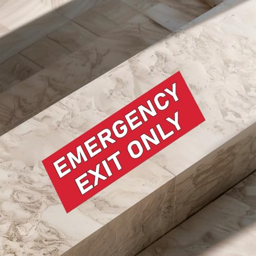 Pack 6 Pcs Exit Only Emergency Sticker for Cars Vehicles Trucks Indoor Outdoor Window Safety Warning Signs Bumper Stickers Weatherproof Large Vinyl Decals Car Exterior Accessories
