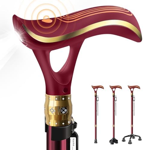 Smart Alarm Walking Cane for Men & Women, Telescopic and Adjustable Walking Sticks for Seniors, USB Direct Charge, with LED Light, One Cane for Three Purposes, Light and Stable