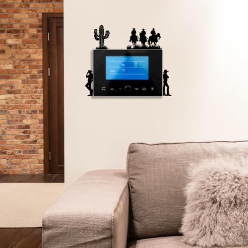 Peacoblue Light Switch Plate Stickers Labels Decals 6Pcs 7"x7" Black Cowboys and Horse for Home House Office Kitchen Decorative, Funny Peel and Stick Light Wall Outlet Stickers for Switch Decoration