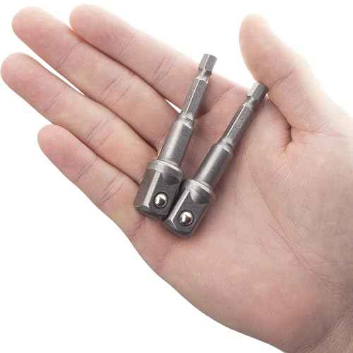 OIIKI 2 Pack 1/2 inch Square Socket Adapter Bit Set, Hex Impact Driver Power Bits, Extension Socket Adapter for Automotive DIY-1/4 Hex Shank