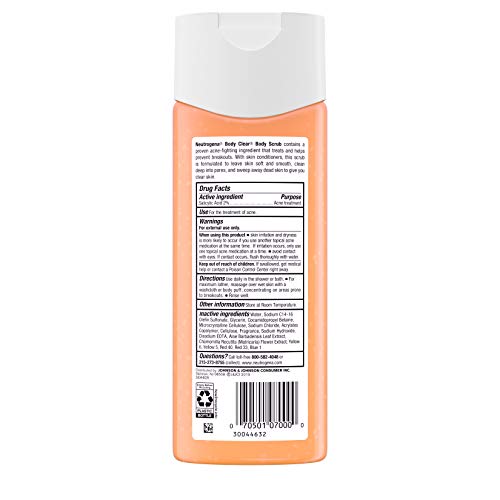Neutrogena Body Scrub, Oil Free, Acne | With Salicylic Acid | For Back, Chest & Shoulders | 8.5 fl. oz | Pack of 2