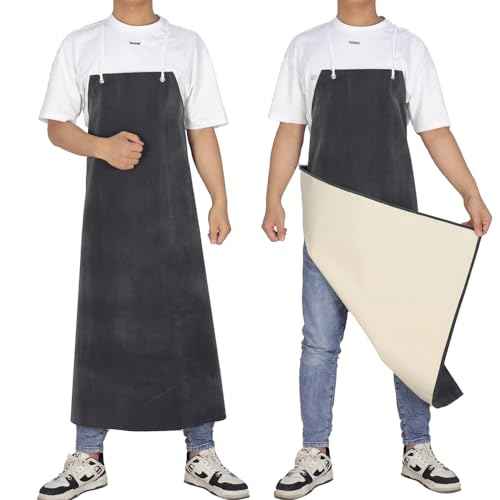 Neoprene Apron - 35¡¯¡¯ X 45¡¯¡¯ Plus Size Rubber Aprons Offers Chemical, Oil and Grease Protection, with Puncture and Abrasion Resistance