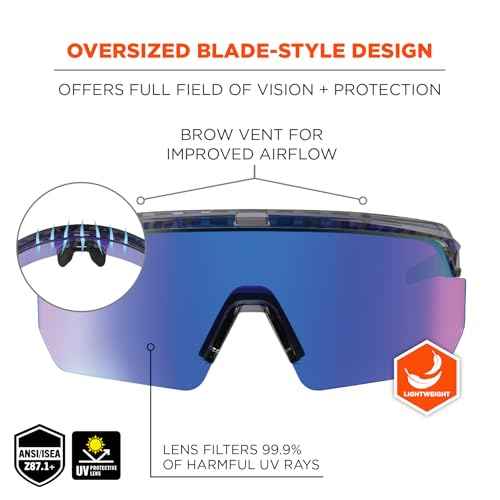 Ergodyne Skullerz AEGIR Safety Sunglasses, Mirrored Lens, ANSI z87.1