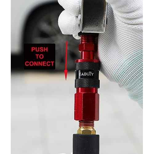 Hybrid Air Hose 1/4 In. x 50 ft, Lightweight, Flexible, Durable Air Compressor Hose with Aluminum Universal Quick Coupler and Industrial Plug, Red